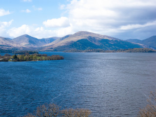 View of Loch Lomond lake in Scotland