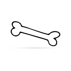 Doodle silhouette dog bone. Hand drawing grunge line art. Vector illustration.