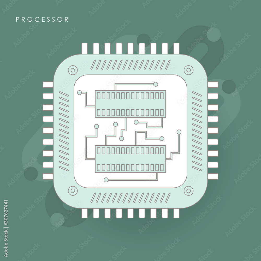 Poster computer processor with microcircuits (cpu).