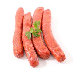 raw sausage isolated on white background