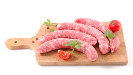 raw sausage isolated on white background