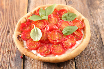 tomato quiche with feta cheese and basil