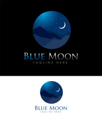 Blue Moon vector logo, easy to use and edit for your business. Logo Template.