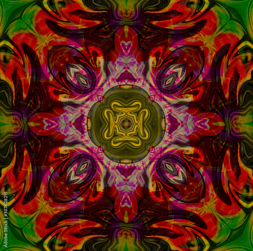 Poster mandala cross kaleidoscope abstract geometric colorful seamless pattern background .
