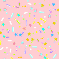 Sprinkle Cupcake Donut Topping. Seamless Pattern 