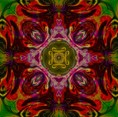 Mandala cross kaleidoscope abstract geometric colorful seamless pattern background .	