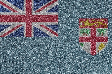 Fiji flag depicted on many small shiny sequins. Colorful festival background for party