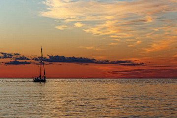 Fototapeta na wymiar Sea sunset winter, clouds, waves, wind