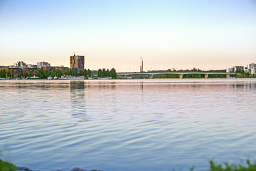 Naklejka premium Jyvasjarvi lake at sunset, Jyvaskyla, Finland