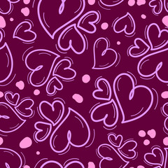 Seamless repeating pattern of different size hearts