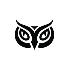 Owl head mascot logo. simple owl head icon. owl head tattoo