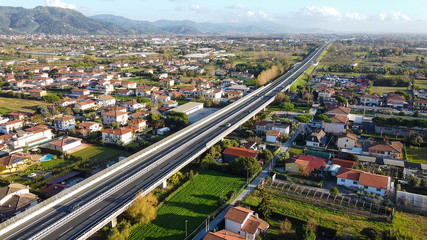 Fototapeta na wymiar Aerial view of Interstate in Italy