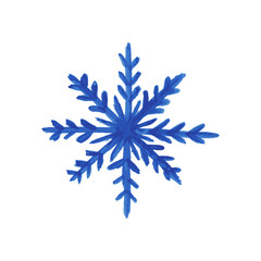 Blue hand drawn snowflake isolated on white background. Design element for Christmas and New Year banners and postcards. Print for poster, t-shirt, bag, card, sweatshirt, flyer, clothes.