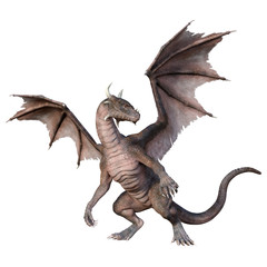 3D Rendering Fairy Tale Dragon on White