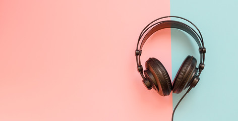 Headphone on a pastel background