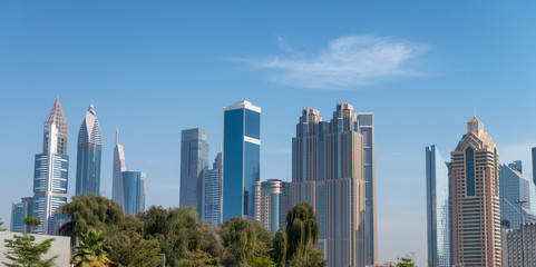 Fototapeta na wymiar Dubai skyline as seen from the street