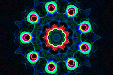 Dreamy style virtual kaleidoscope mandala for graphic resources, texture or background.