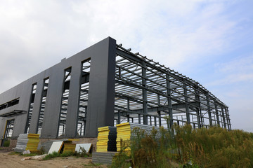 unfinished factory building with frame structure