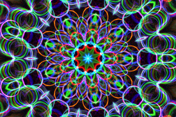 Dreamy style virtual kaleidoscope mandala for graphic resources, texture or background.