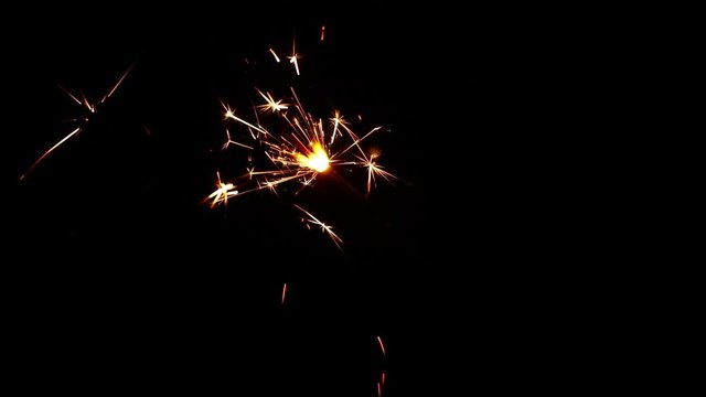 Close up one firework sparkler over black
