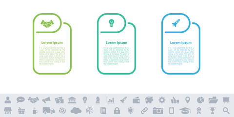 Infographic design business concept vector illustration with 3 steps or options or processes represent work flow or diagram or web button banner