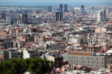 Fototapeta na wymiar Aerial view of Barcelona, Spain. Barcelona is one of the most po