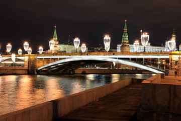 Moscow river and Kremlin Palace, Russia