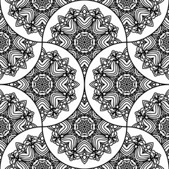 Abstract mandala fish scale seamless pattern. Ornamental tile, mosaic background. Floral patchwork infinity card. Arabic, Indian, ottoman motifs. Vector illustration.    © _aine_