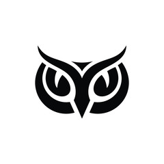 Owl head mascot logo. simple owl head icon. owl head tattoo