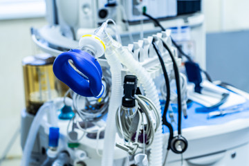 oxygen inhalation equipment at the hospital room, Oxygen gauge, Health care and life save...