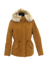 warm parka jacket with a hood isolated on white background © juliko77