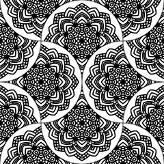 Abstract mandala fish scale seamless pattern. Ornamental tile, mosaic background. Floral patchwork infinity card. Arabic, Indian, ottoman motifs. Vector illustration.    © _aine_