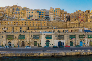 The traditional houses, buildings and maltese balcony in Valletta, the capital city of Malta country