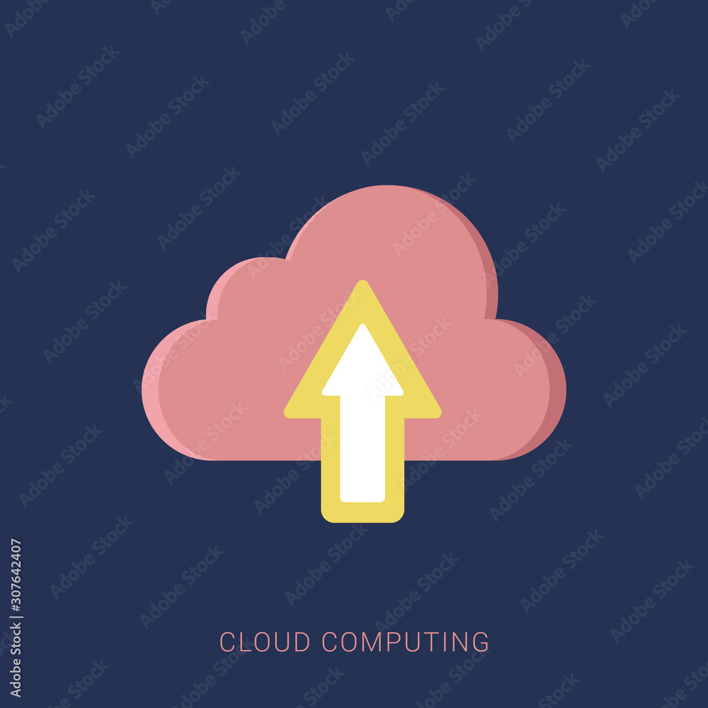 Poster upload on cloud vector icon with flat style. minimal flat icon