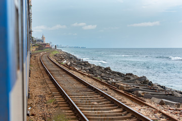 Images from the Interior of the second category train car in Sri Lanka from Colombo to Matara....
