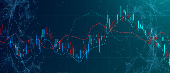 Financial trade concept. Stock market and exchange. Candle stick graph chart.