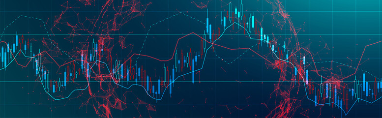 Financial trade concept. Stock market and exchange. Candle stick graph chart.