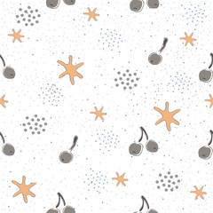 Seamless Pattern with Cute Cherries on cute background