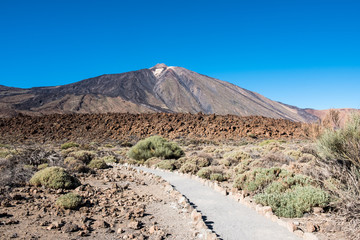 A view of volcano Mount Teide, in Teide National Park, in Tenerife, the highest elevation in Spain