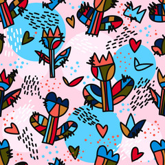  Seamless Pattern tulips