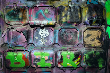 vandalized electrical equipment in abandoned industrial area