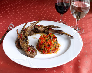 Grilled lamb rib chops with ratatouille