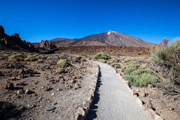 Fototapeta na wymiar A view of volcano Mount Teide, in Teide National Park, in Tenerife, the highest elevation in Spain