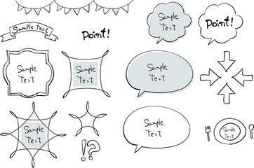 手描き　シンプルモノクロフレームセット