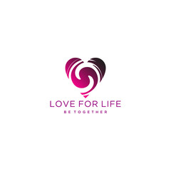 ILLUSTRATION ABSTRACT GRADIENRT PINK COLOR LOVE HEART LOGO ICON TEMPLATE DESIGN VECTOR 