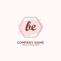 Initial BE handwriting Logo, and Brush and hexagon lines template