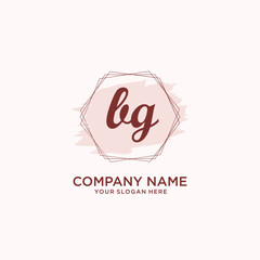 Initial BG handwriting Logo, and Brush and hexagon lines template