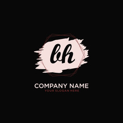 Initial BH handwriting Logo, and Brush and hexagon lines template