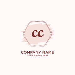 Initial CC handwriting Logo, and Brush and hexagon lines template