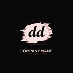 Initial DD handwriting Logo, and Brush and hexagon lines template